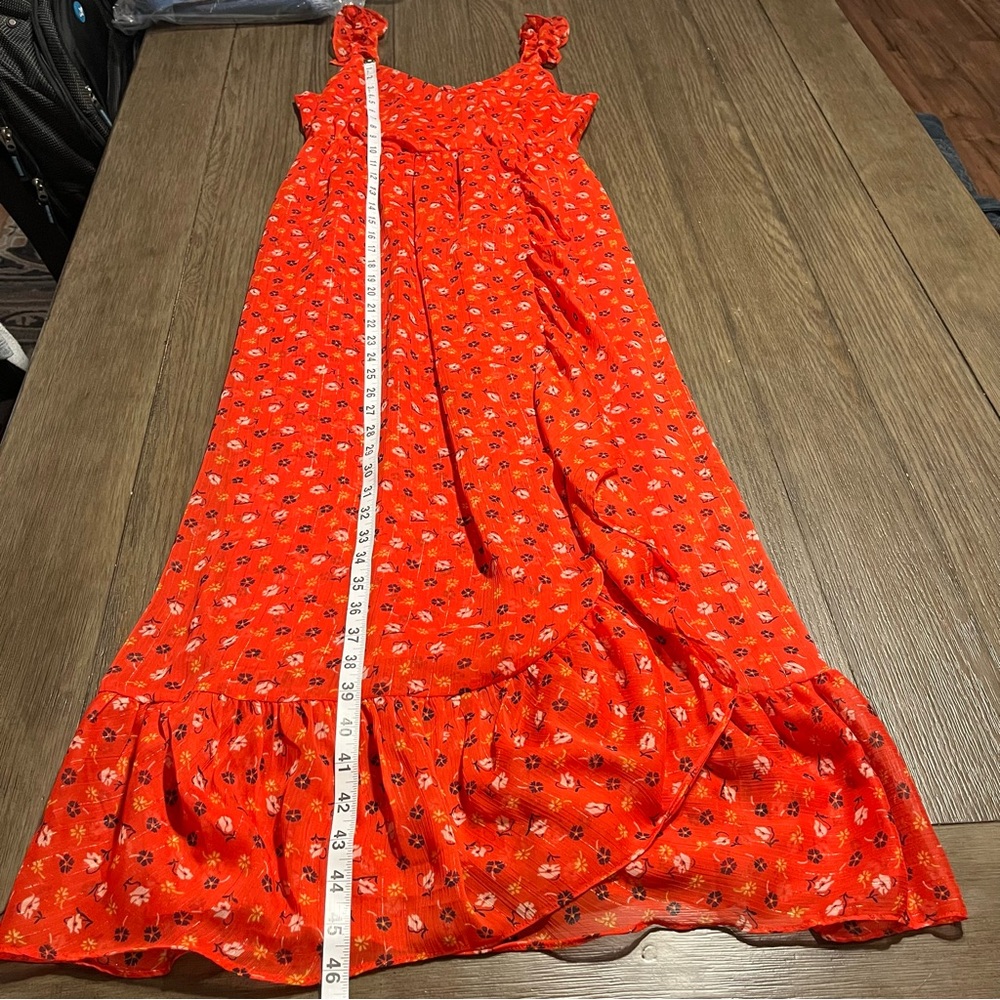 Madewell Ruffle Metallic striped prairie posies wrap dress Women’s Sz 4 - Picture 8 of 8